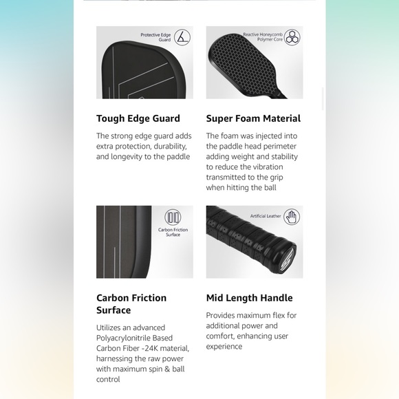 YC DGYCASI PRO MAX 16mm Pickleball Paddle USAPA Approved Carbon Fiber & Sleeve - Picture 10 of 12